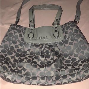 Coach purse pink and gray.